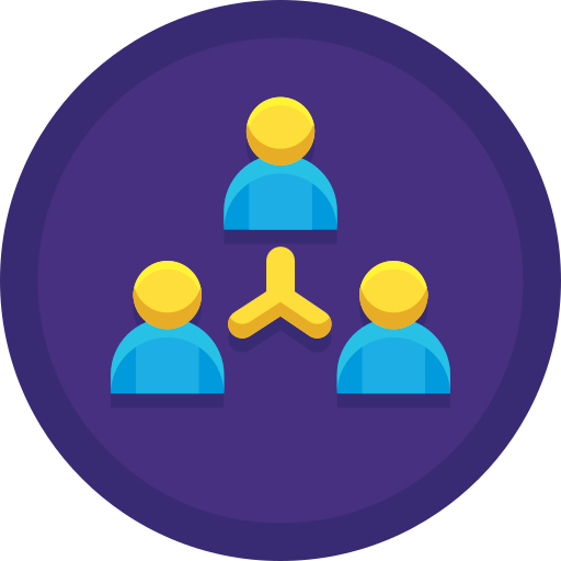 Peer-to-peer trading icon showing two people exchanging cryptocurrency directly