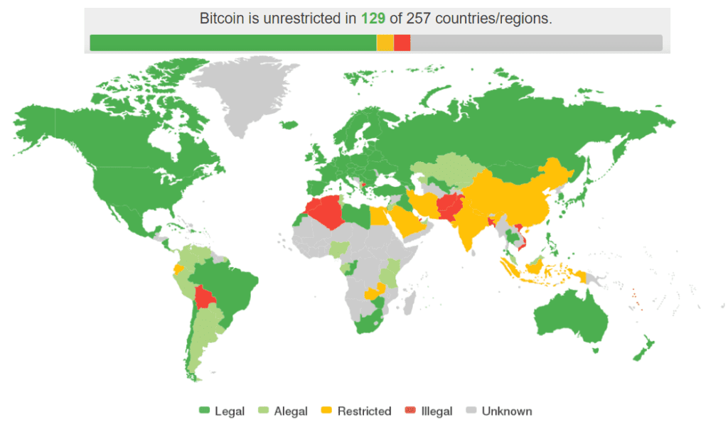 Where is Bitcoin Legal map