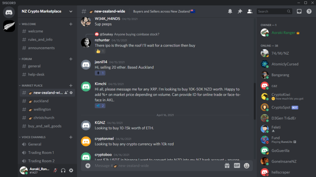 NZ Bitcoin Ethereum Cryptocurrency P2P Marketplace Discord Server